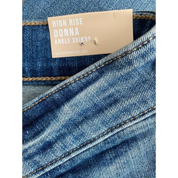 KUT from the Kloth Donna High-Rise Ankle Skinny Raw Hem Size 2 Blue Whiskers NWT - Picture 7 of 7